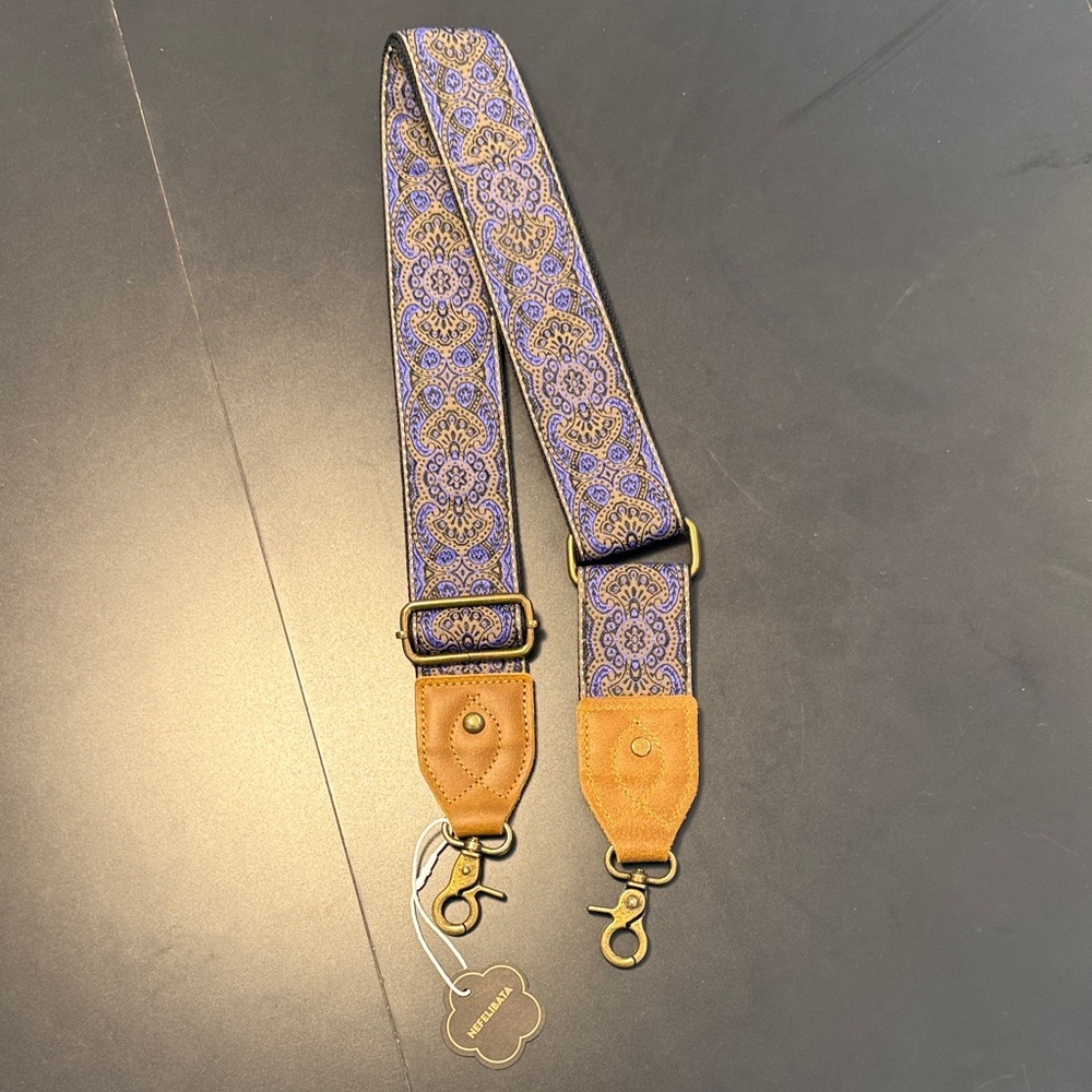 Purple and Tan Guitar Strap or handbag strap